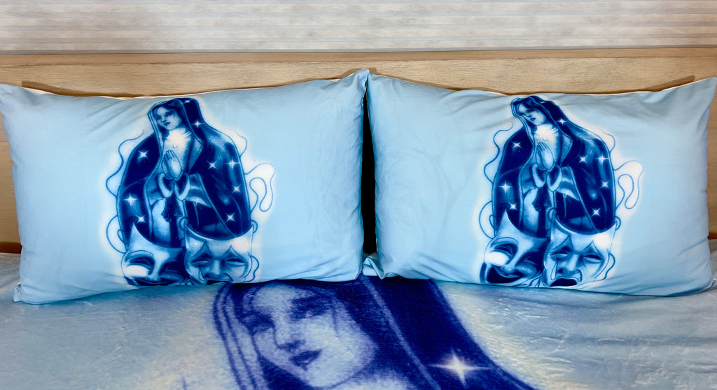 'BLESSINGS & PROTECTIONS' Pen & Ink Y2K Pillowcases (Set Of Two) *SEA OF BLUES