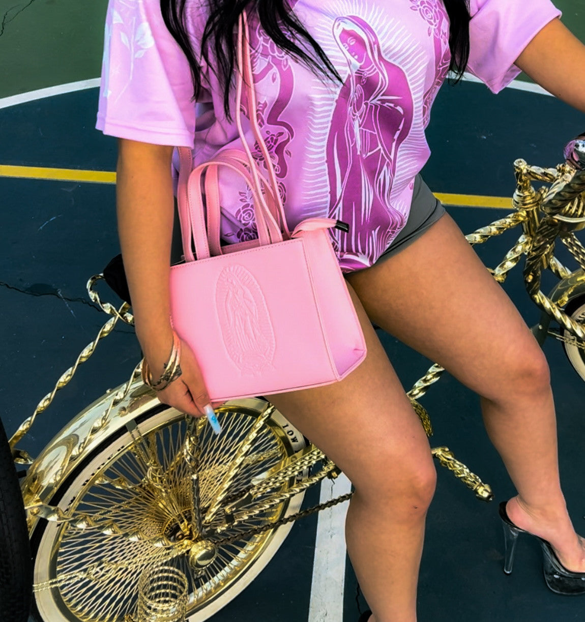 Limited Edition Lux Rosa OUR LADY Shoulder Bag With Dual Handles (Small)- BUBBLEGUM PINK