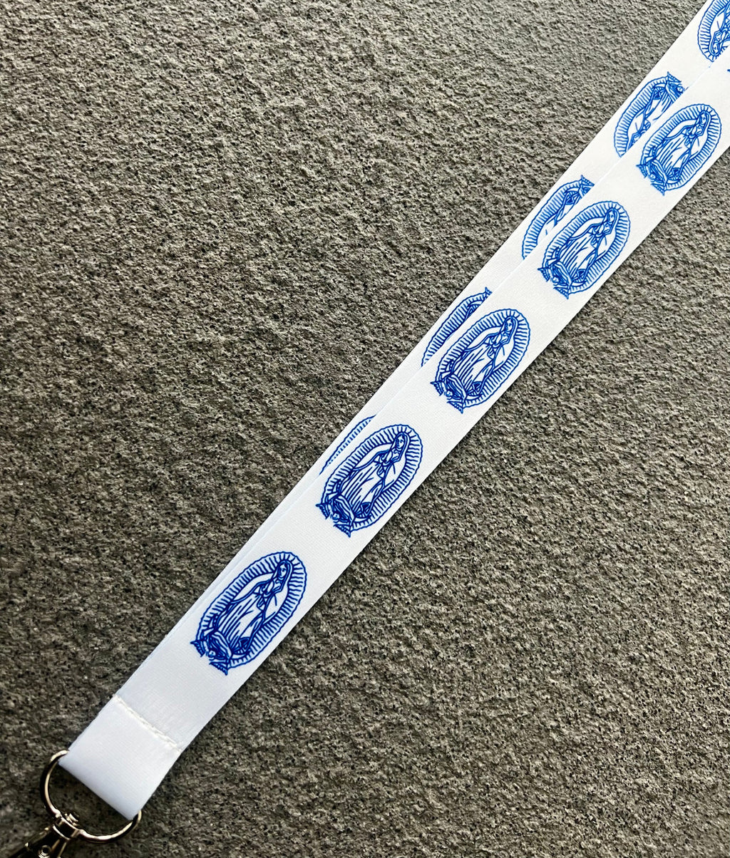 Virgencita Lanyard (White/Blue)