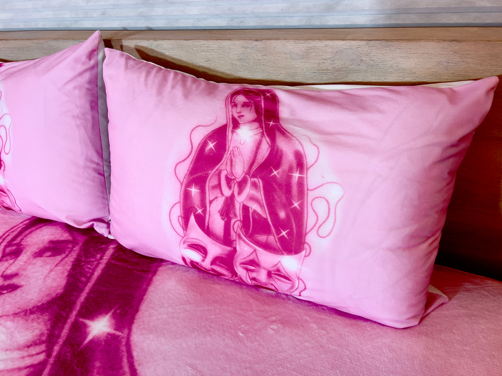 'BLESSINGS & PROTECTIONS' Pen & Ink Y2K Pillowcases (Set Of Two) *BUBBLEGUM X NEON PINK