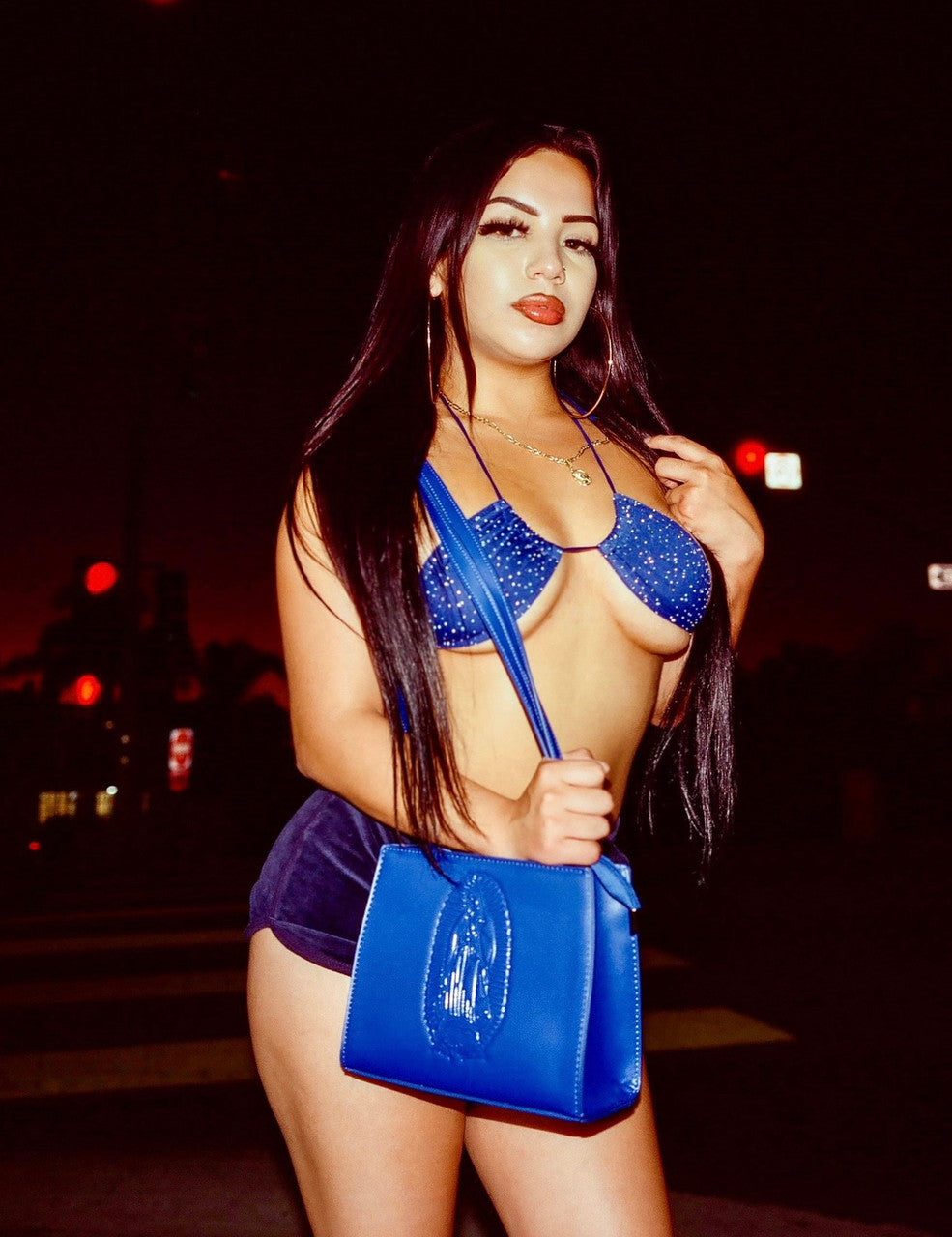 Limited Edition Lux Rosa OUR LADY Shoulder Bag (Small)- BLUE