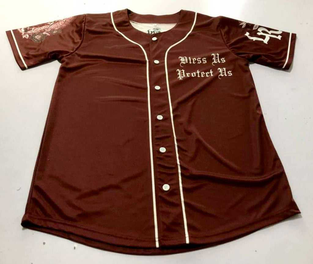LIMITED EDITION LR 'La Reina De Mi Vida' Cut & Sew Baseball Jersey (BURGUNDY)
