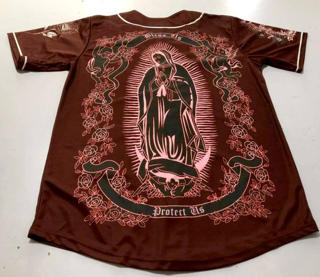 LIMITED EDITION LR 'La Reina De Mi Vida' Cut & Sew Baseball Jersey (BURGUNDY)