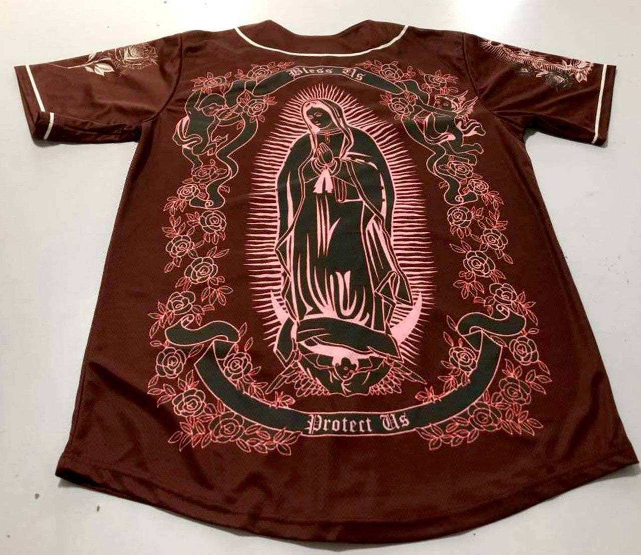 LIMITED EDITION LR 'La Reina De Mi Vida' Cut & Sew Baseball Jersey (BURGUNDY)