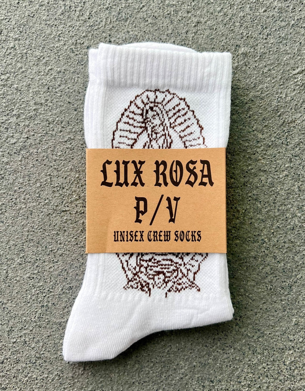 Lux Rosa Virgencita Socks (WHITE/BROWN)