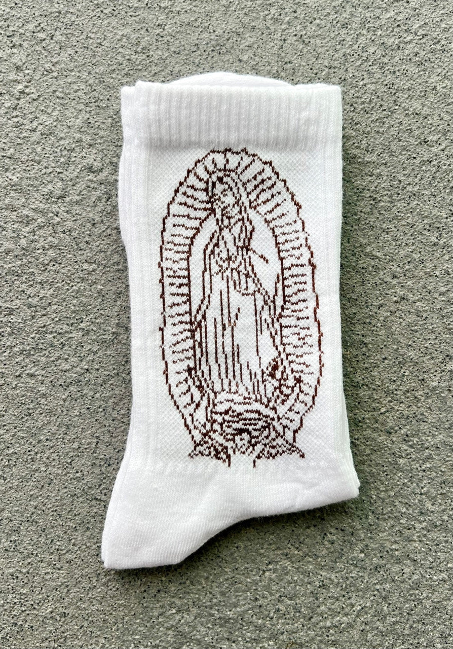 Lux Rosa Virgencita Socks (WHITE/BROWN)