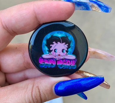 Sad Girl Betty Airbrushed Pop Grip (Drop Glue Style)