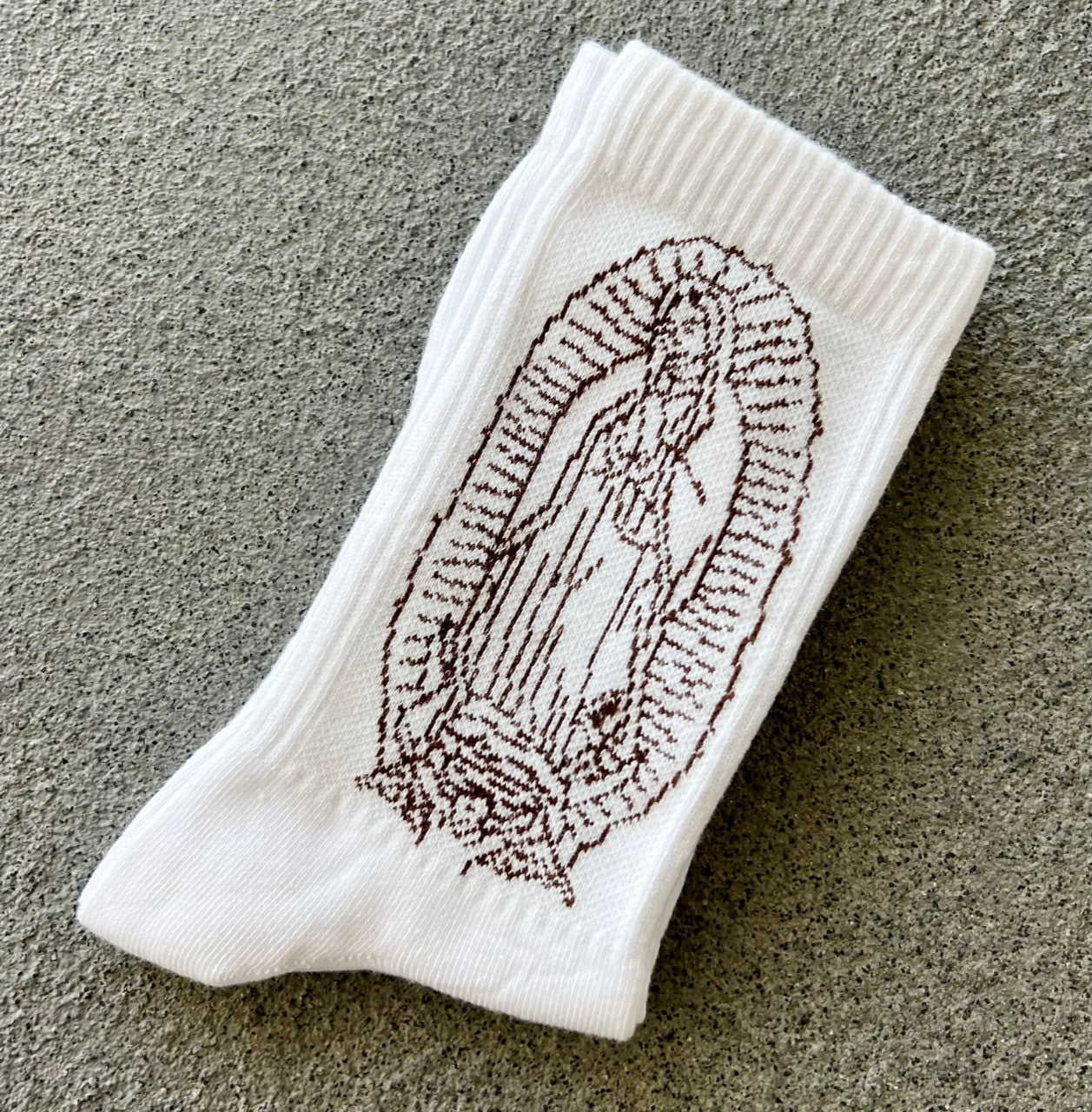 Lux Rosa Virgencita Socks (WHITE/BROWN)