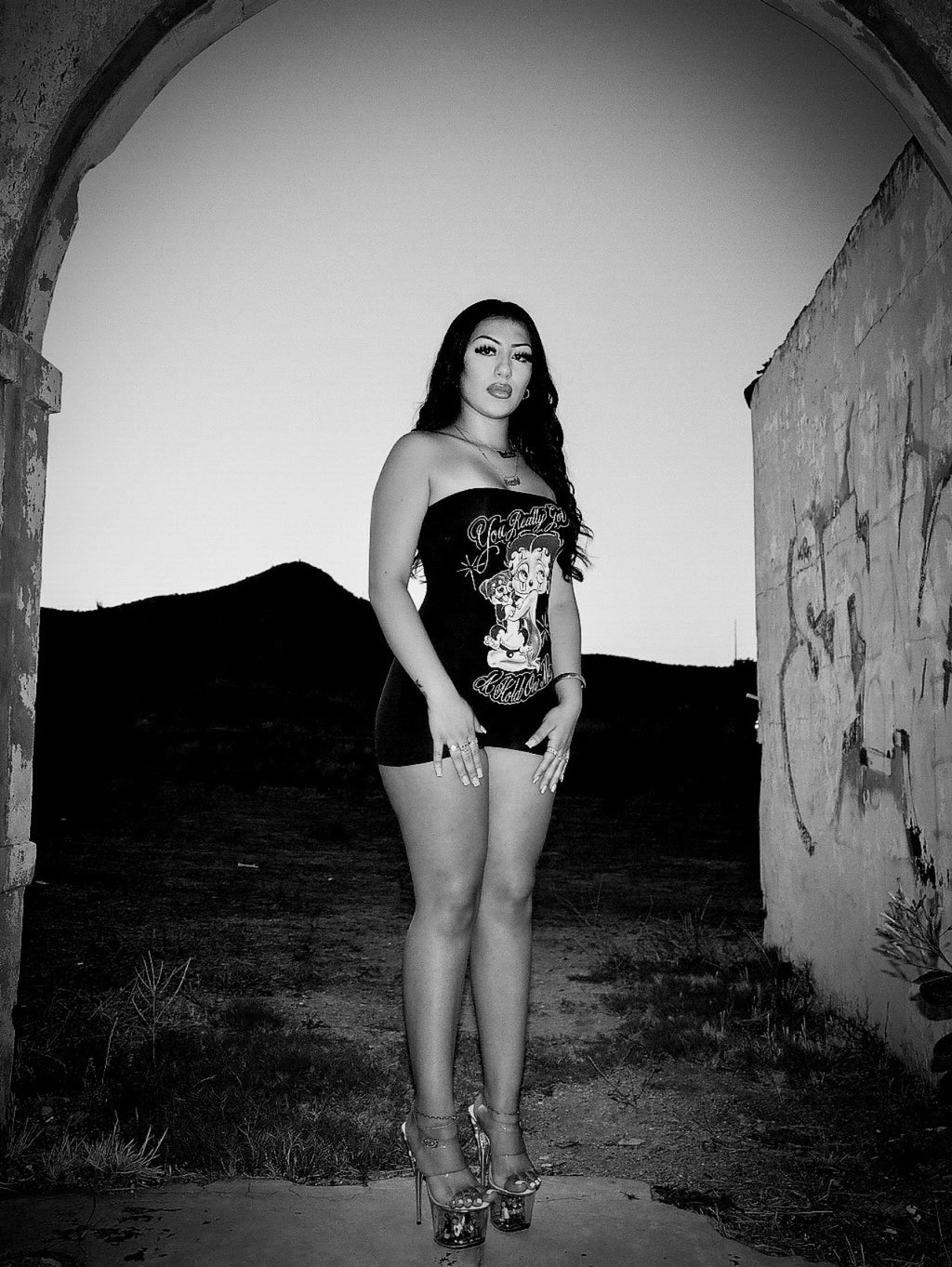 LIMITED EDITION 'YOU REALLY GOT A HOLD ON ME' ONE PIECE TUBE TOP ROMPER (BLACK)