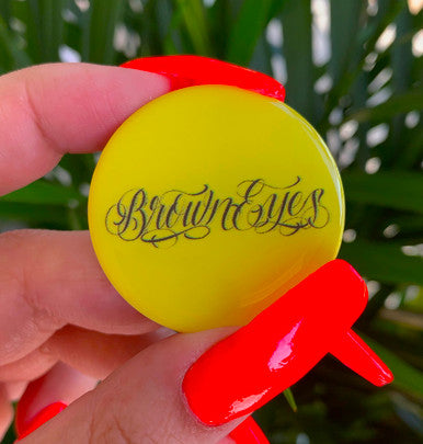 Brown Eyes Script Pop Grip (Neon Yellow)  (Drop Glue Style)