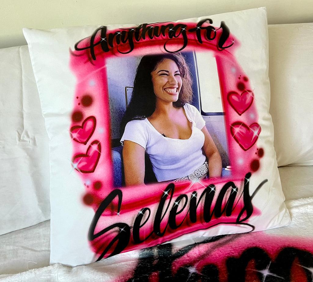 Anything For Selenas Airbrushed Square Throw Pillow