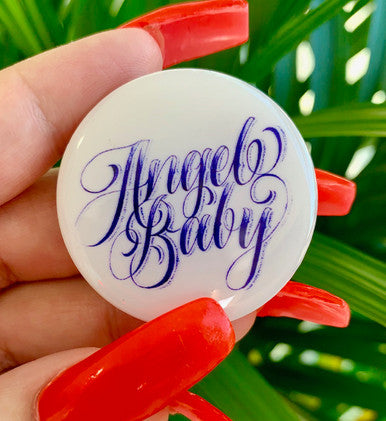 Angel Baby Pen & Ink Pop Grip WHITE/BLUE (Drop Glue Style)