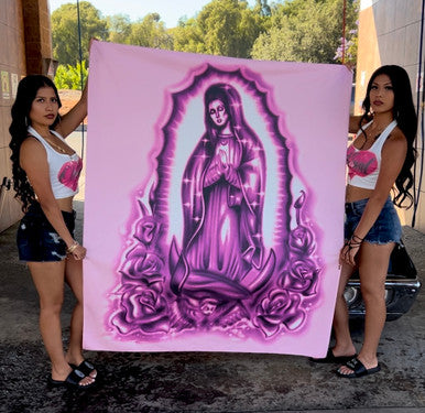 'Our Lady' Airbrushed Tapestry (PINK)