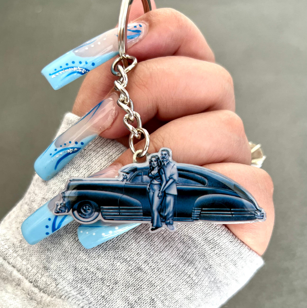 Old School Love Never Dies Keychain (Blue/White)