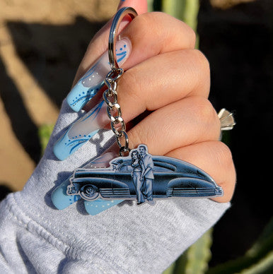 Old School Love Never Dies Keychain (Blue/White)