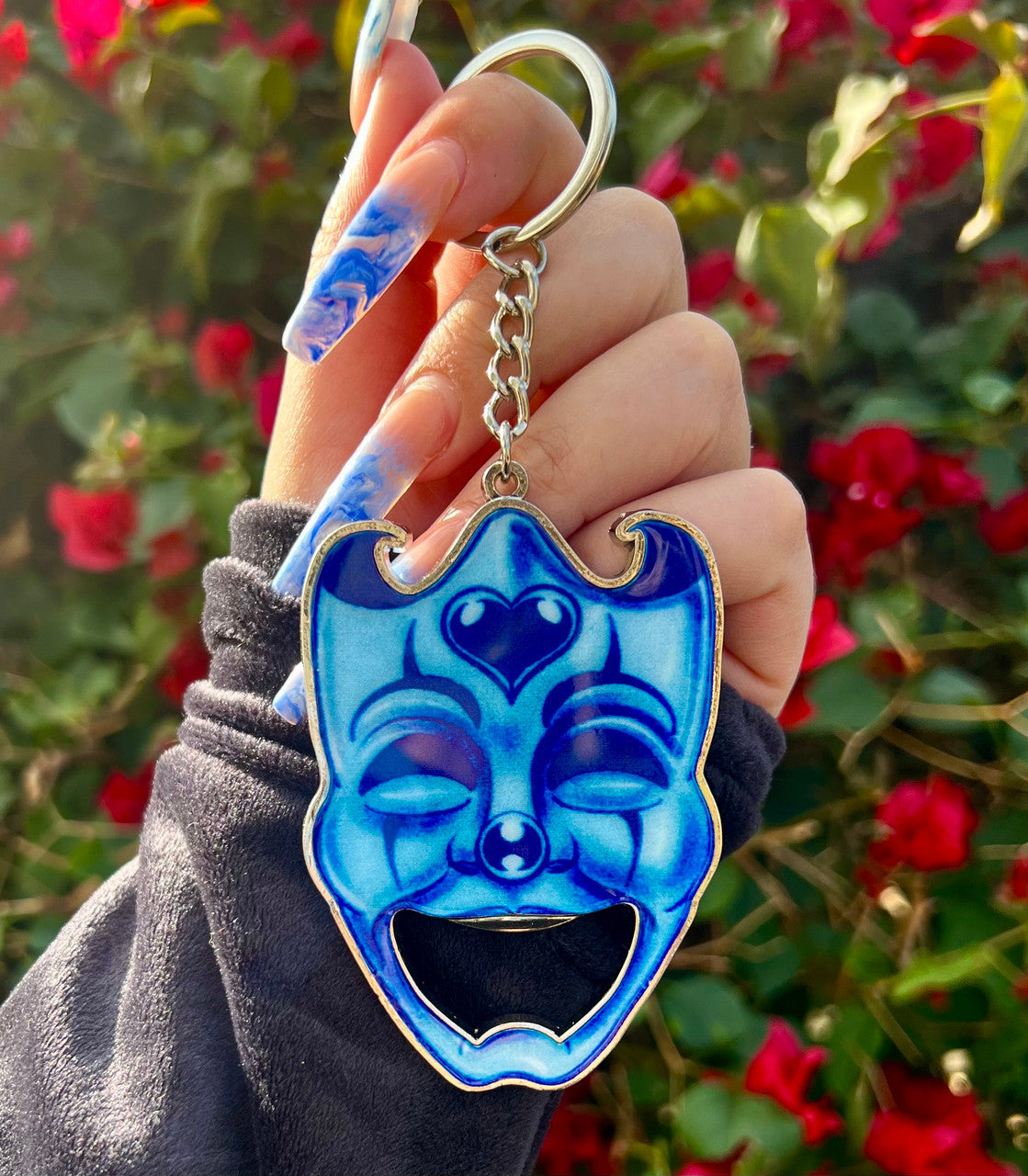 JOY & PAIN Bottle Opener Keychain (Blue)
