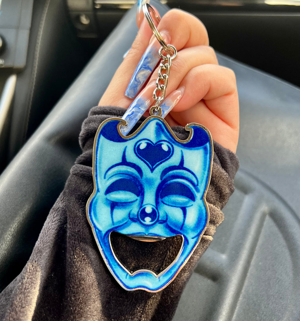 JOY & PAIN Bottle Opener Keychain (Blue)