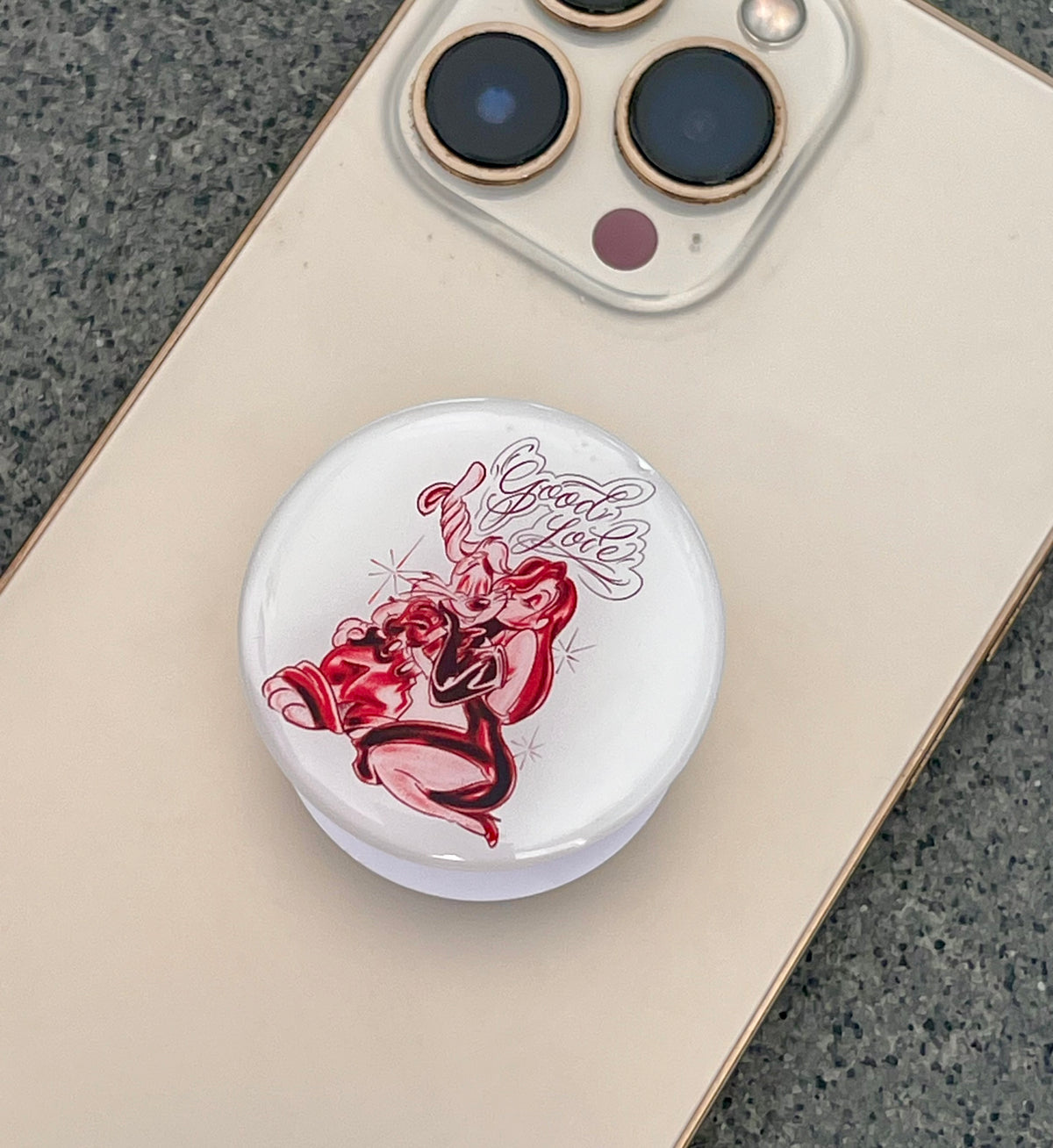 'GOOD LOVIN' Pen & Ink Pop Grip (Drop Glue Style) White/Red