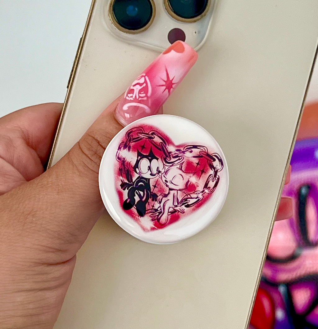 'FOOL IN LOVE WITH YOU' Pen & Ink Pop Grip (Drop Glue Style) White