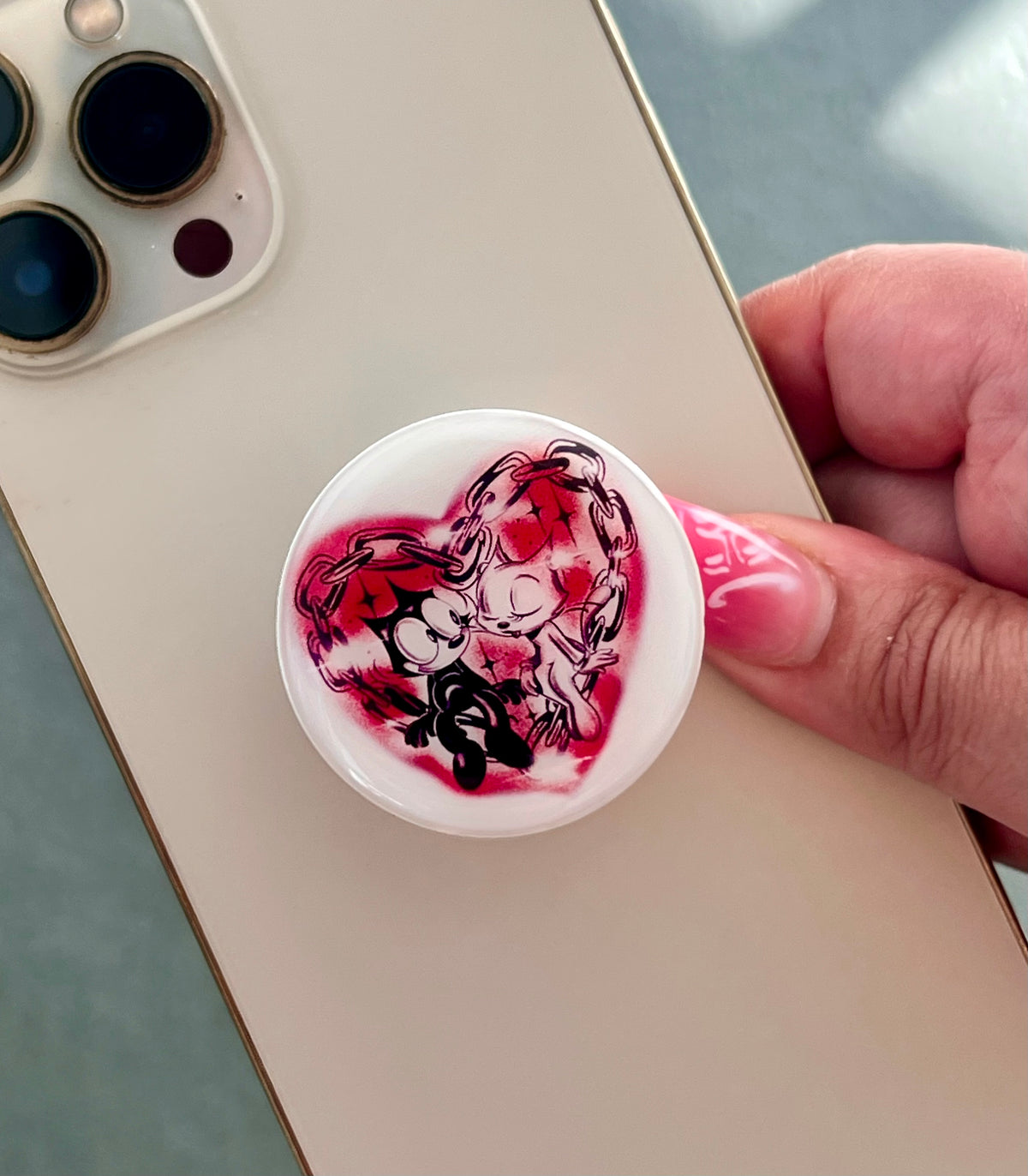 'FOOL IN LOVE WITH YOU' Pen & Ink Pop Grip (Drop Glue Style) White