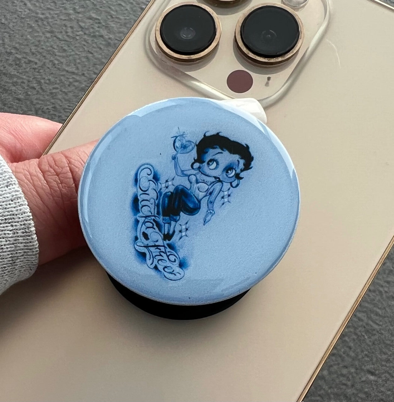 'SUCKA FREE' Pen & Ink Pop Grip (Drop Glue Style) Blue