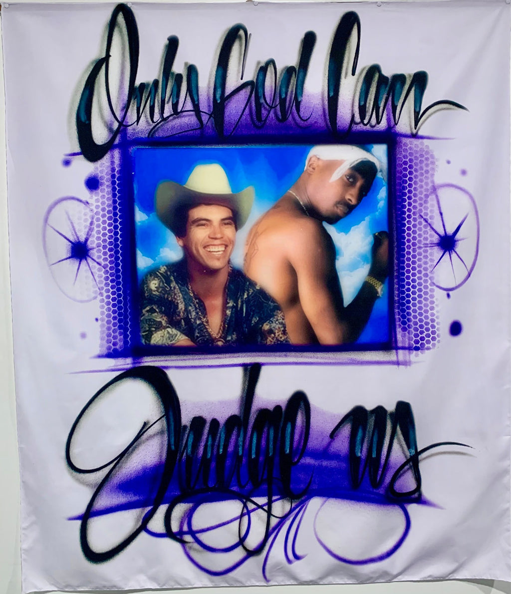 Only God Can Judge Us Airbrush Tapestry (White)