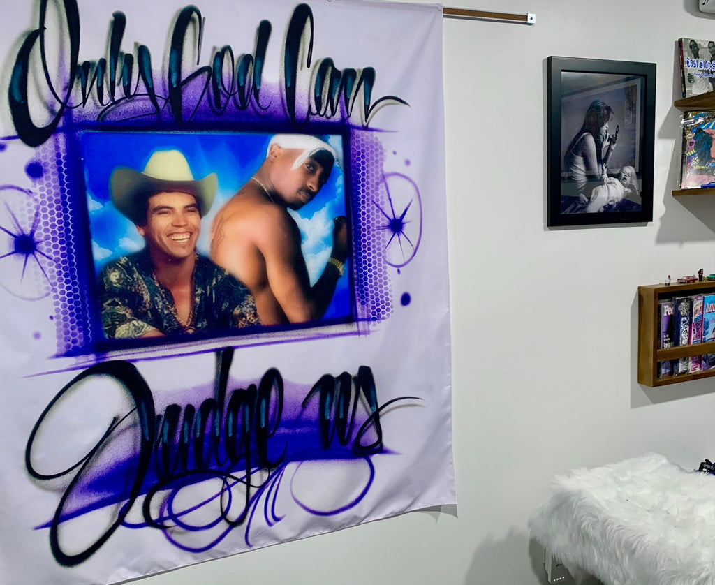 Only God Can Judge Us Airbrush Tapestry (White)