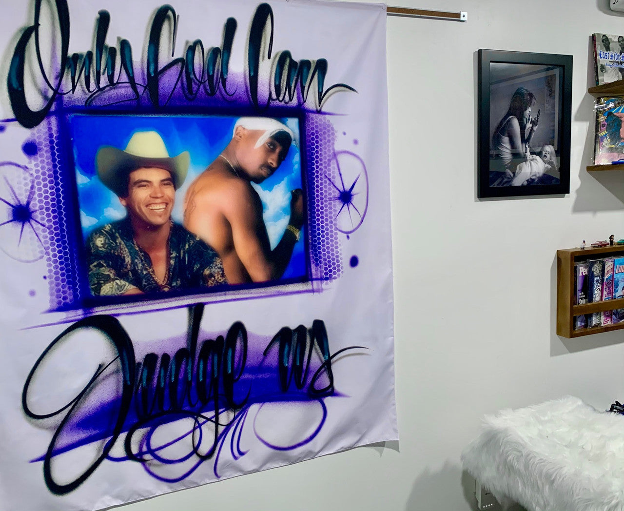 Only God Can Judge Us Airbrush Tapestry (White)