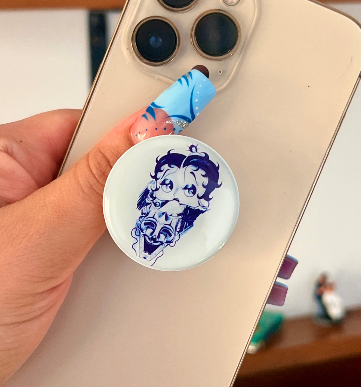 'I ONLY HAVE EYES FOR YOU' Pen & Ink Pop Grip (Drop Glue Style) LIGHT BLUE