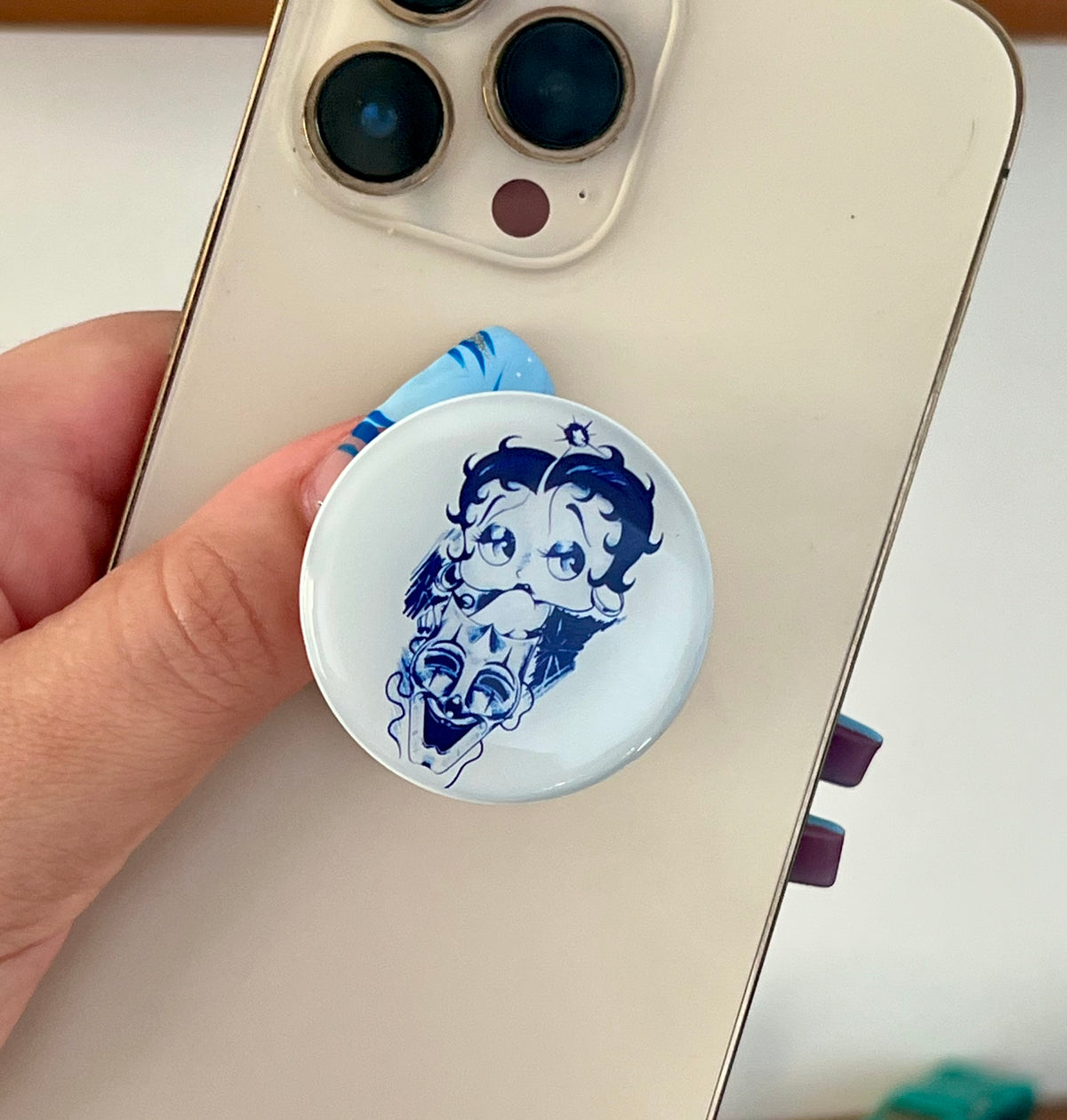 'I ONLY HAVE EYES FOR YOU' Pen & Ink Pop Grip (Drop Glue Style) LIGHT BLUE