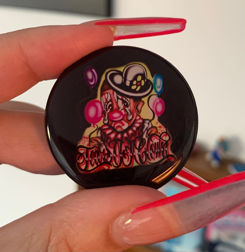 Tears Of A Clown Airbrushed Pop Grip BLACK (Drop Glue Style)