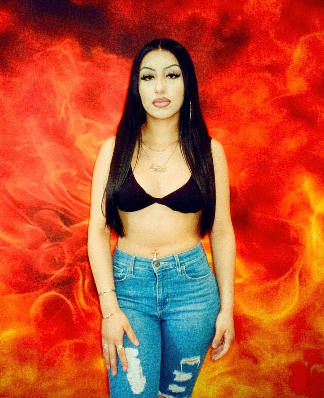 LIMITED EDITION  Glamour Shotz  Airbrushed 'FIRE & DESIRE' Backdrop (RED) (Extra Large)