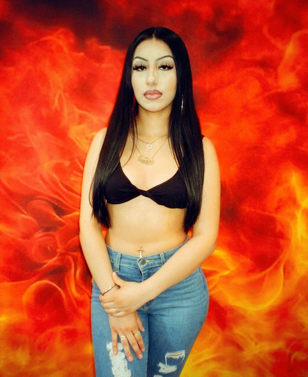 LIMITED EDITION  Glamour Shotz  Airbrushed 'FIRE & DESIRE' Backdrop (RED) (Extra Large)