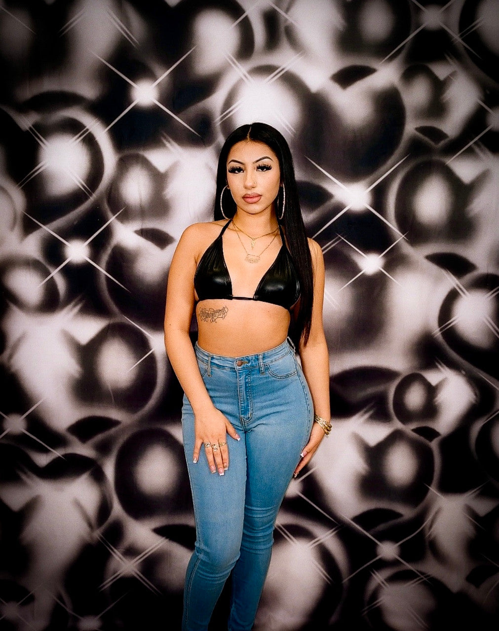EXTRA EXTRA LARGE LIMITED EDITION 'HEARTS & HYNAS' Glamour Shotz Airbrushed Backdrop (BLACK) (XXL) Exclusive!!