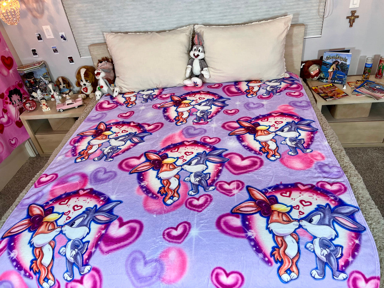 EXTRA LARGE 'CONFESSIN A FEELING' Glamour Shotz Airbrushed Fleece Blanket (LAVENDER) *Limited Edition