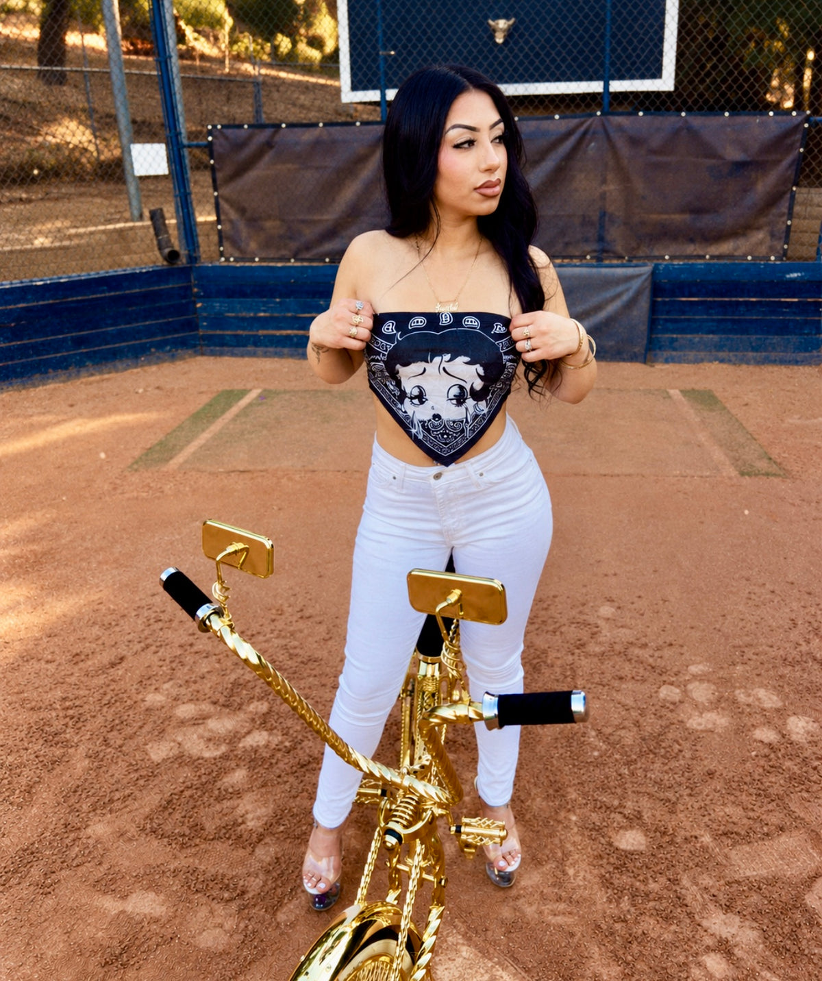 Limited Edition 'CRY BABY BOOP' Pen & Ink Bandana Tube Top (Black/White)