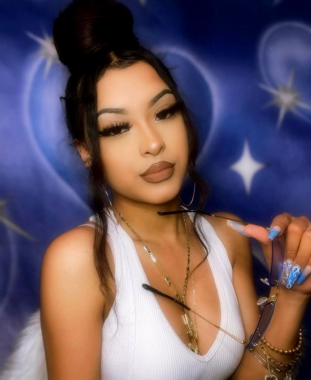 Y2K Early 2000s 'Sadie Hawkins' Hearts Airbrush Glamour Shots Backdrop (PURPLE) (Extra Large)