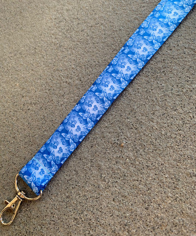 Airbrushed Blue Mariposa Lanyard (Blue)