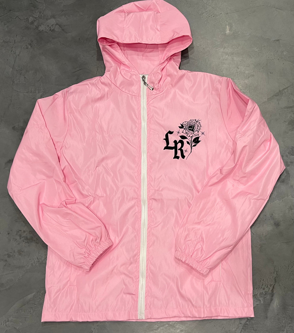 Limited Edition 'You Really Got A Hold On Me' Pen & Ink Cut & Sew Hooded Mesh Lined Windbreaker (Baby Pink)
