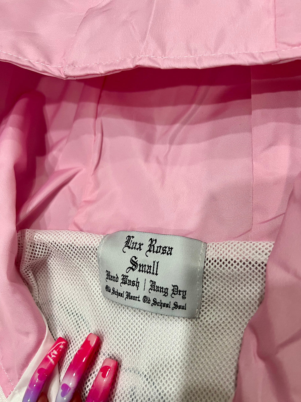 Limited Edition 'You Really Got A Hold On Me' Pen & Ink Cut & Sew Hooded Mesh Lined Windbreaker (Baby Pink)