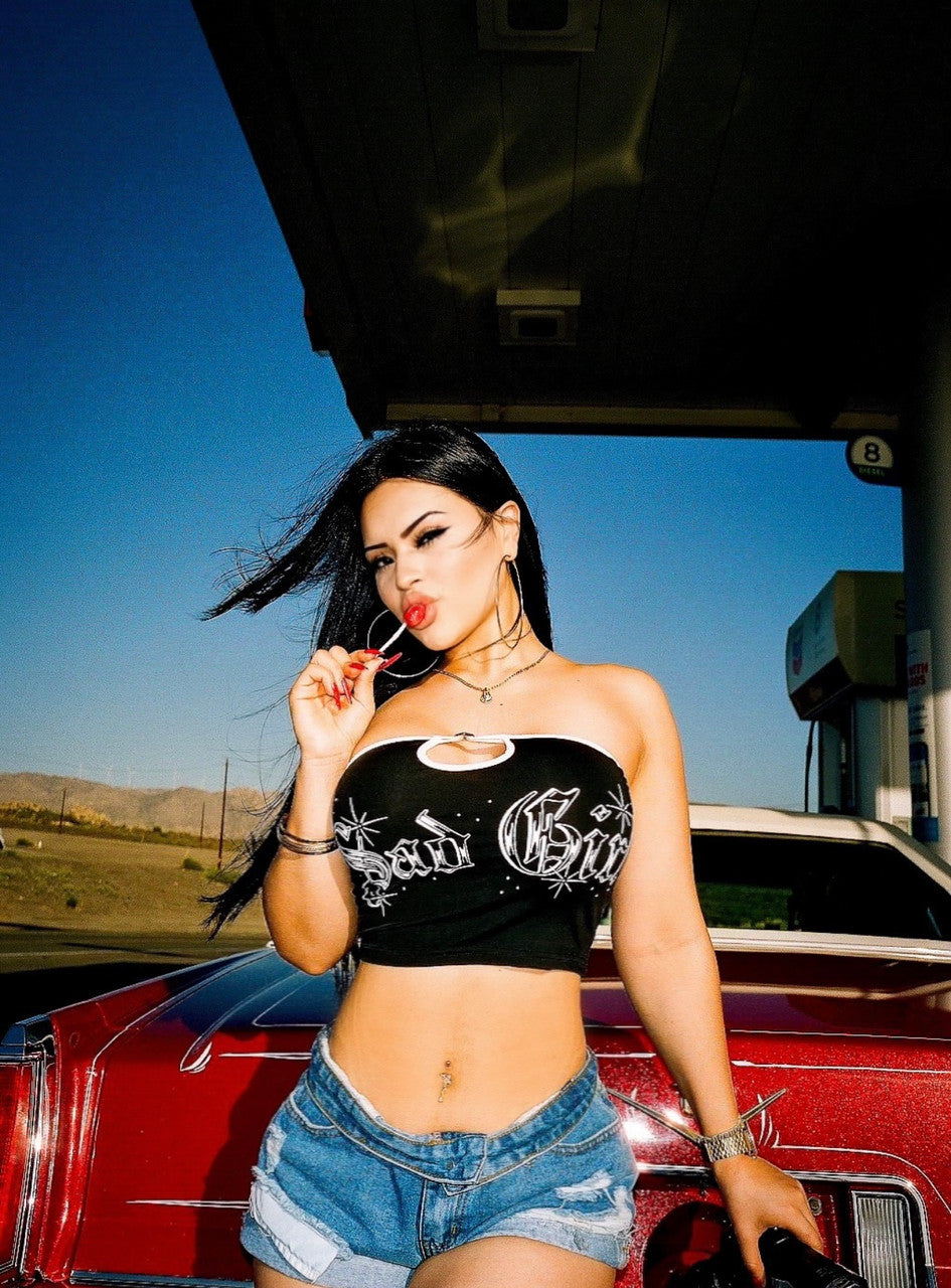 Limited Edition 'SAD GIRL' OE Cut-OutTube Top (Black/White)