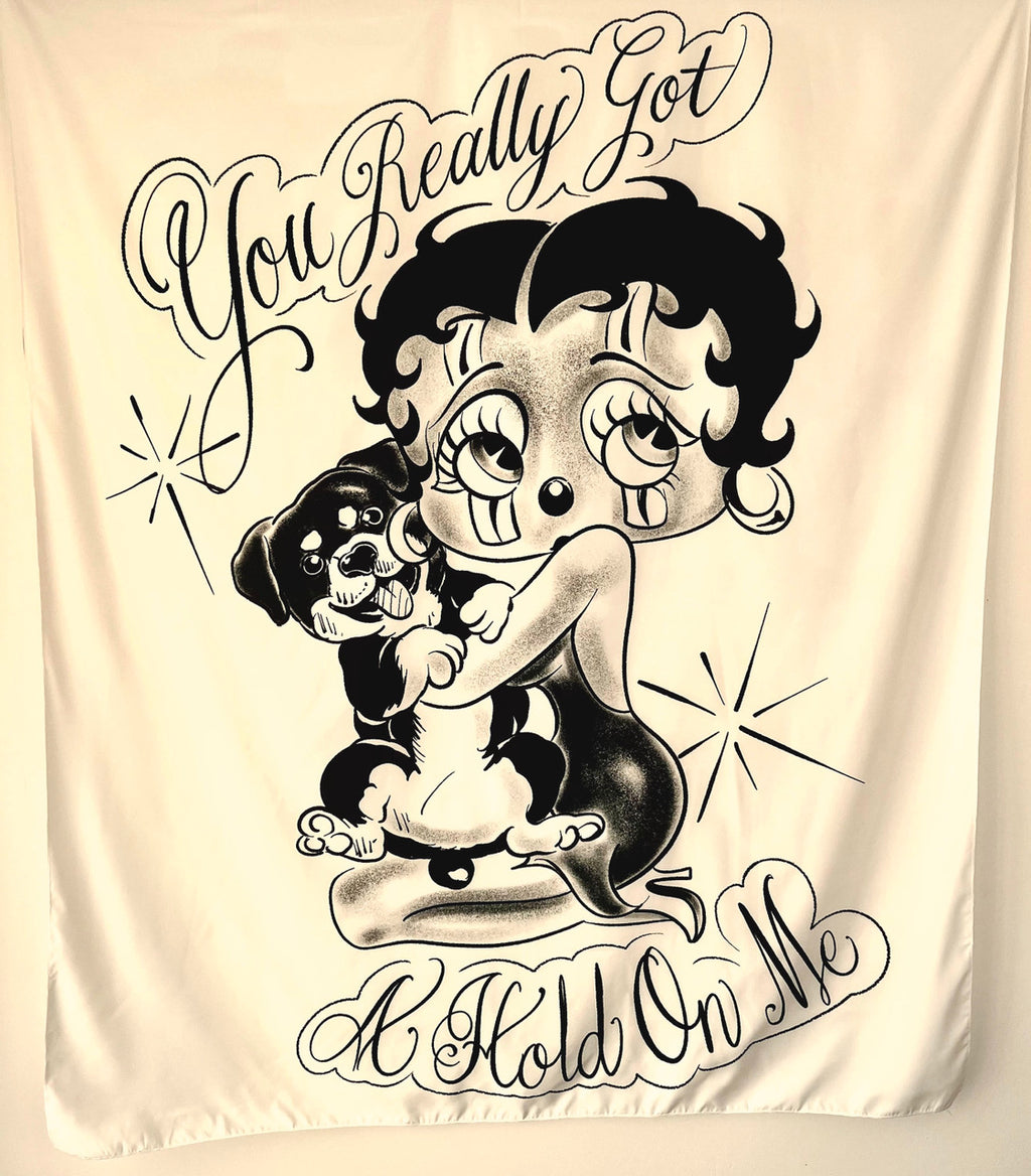'You Really Got A Hold On Me' Pen & Ink Tapestry (White)
