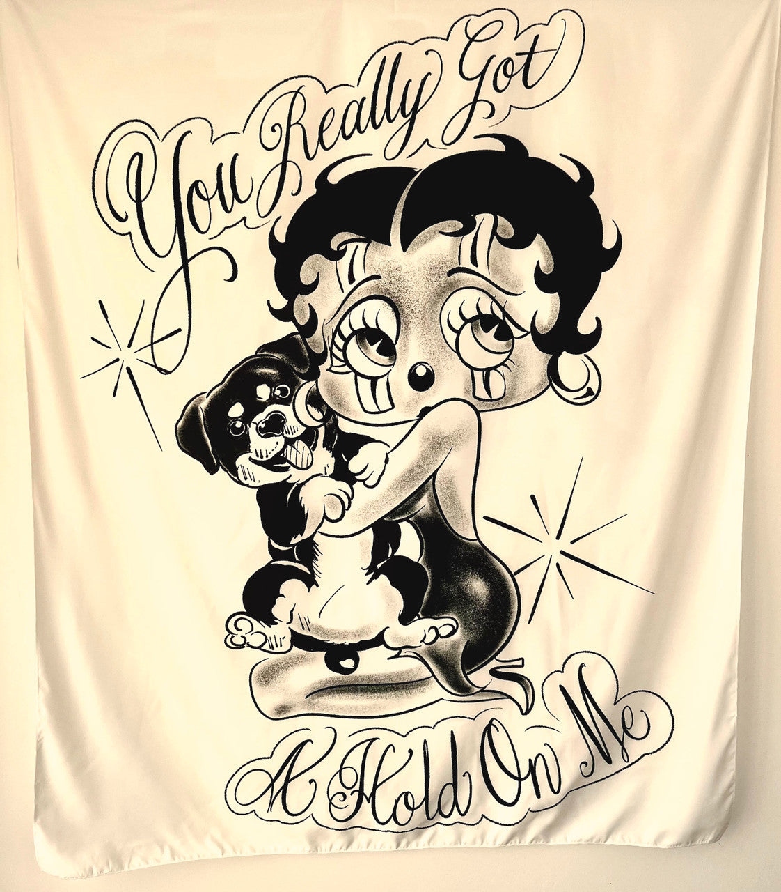 'You Really Got A Hold On Me' Pen & Ink Tapestry (White)