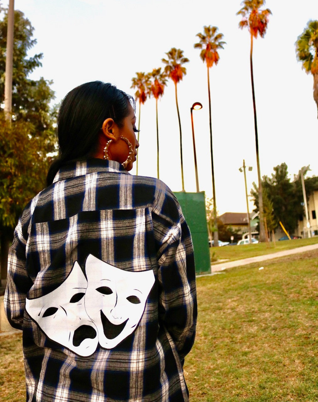 Smile Now, Cry Later Tartan Long Sleeve Button Down Top
