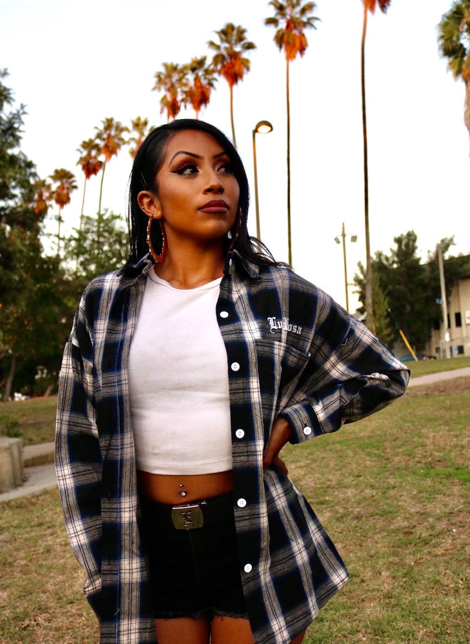 Smile Now, Cry Later Tartan Long Sleeve Button Down Top