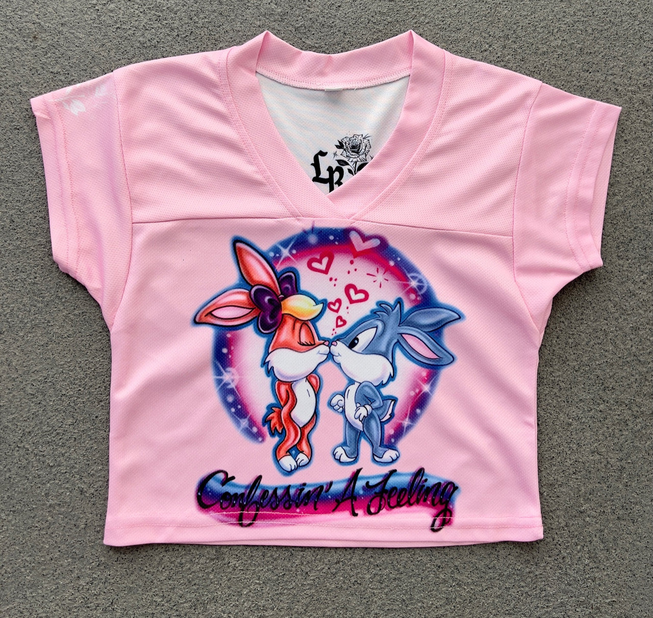 KIDS 'Confessin A Feeling' Airbrushed Cut & Sew Football KIDS Jersey (PINK)