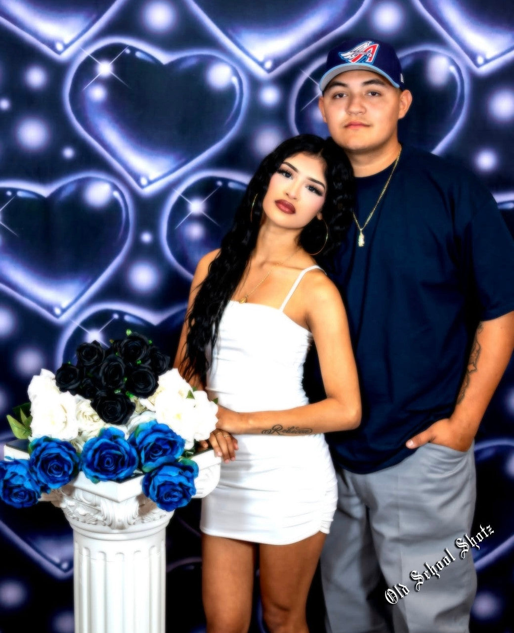 LIMITED EDITION Glamour Shotz  Airbrushed 'LOVE TKO' Heart Backdrop (CLOUDY NIGHTS) (Extra Large)