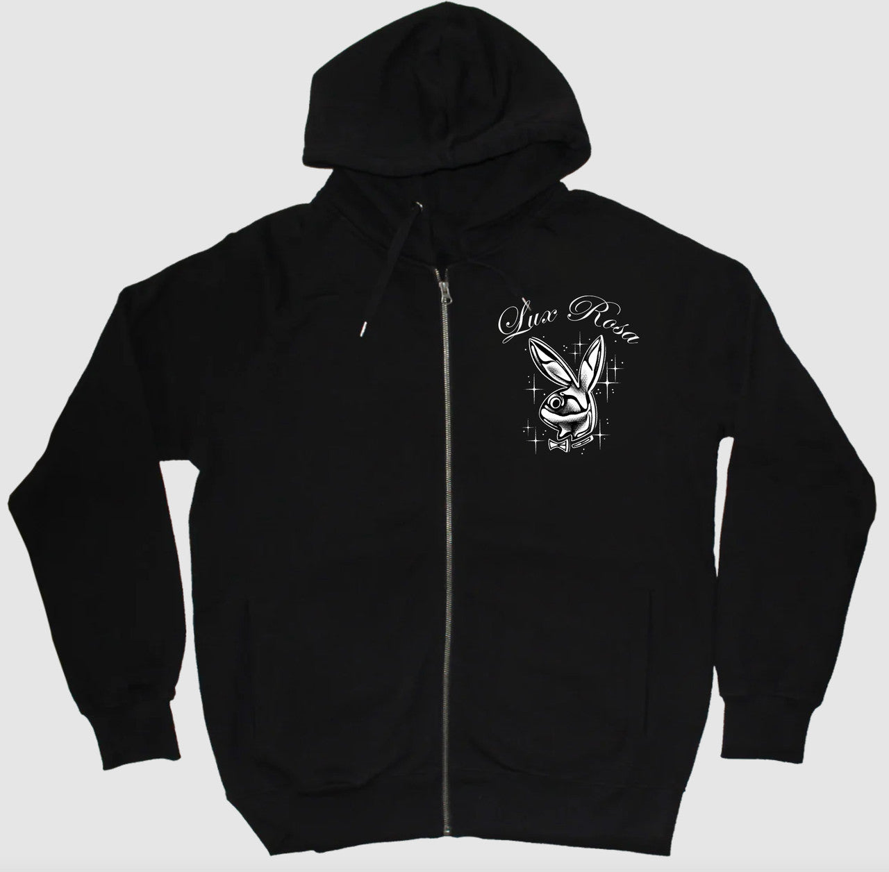 International Playgirl Club' Pen & Ink Premium Fleece Zip-Up Hoodie (Black)