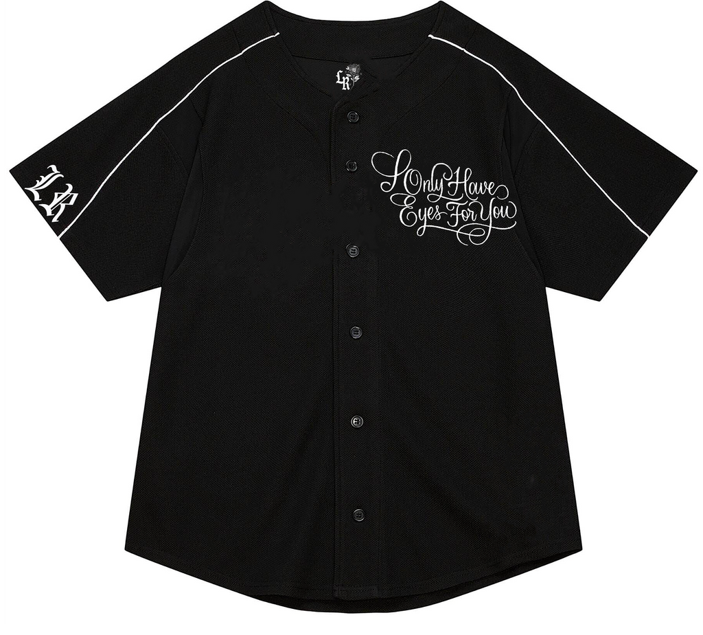 ULTRA PREMIUM 'I ONLY HAVE EYES FOR YOU' Pen & Ink Cut & Sew BASEBALL Jersey (Black/White)