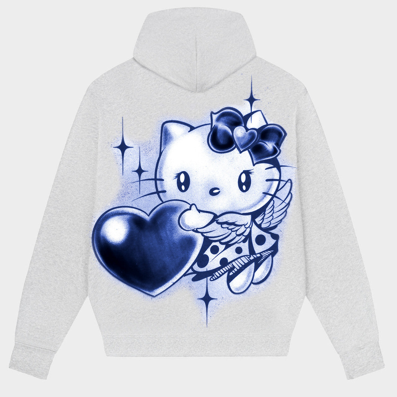 FOREVER MINE' Pen & Ink Zip-Up Hoodie (Grey/Blue)